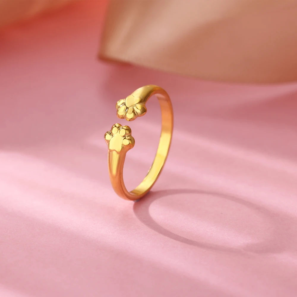 Bague Géométrique Zircon Doré – Acier Inoxydable, Ajustable