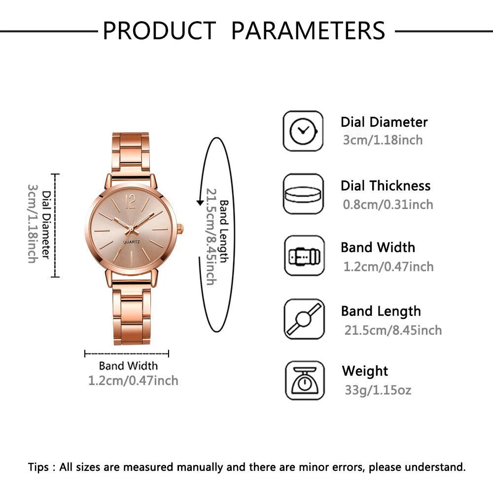 Fashionable 4Pcs Quartz Watch Jewelry Set, Versatile Everyday Accessory Gift for Her & Him